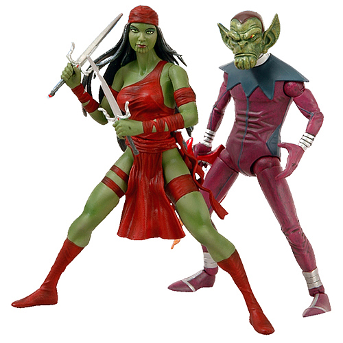 SDCC Exclusive Marvel Skrull and Elektra Action Figures | Gifts For A Geek and Toys