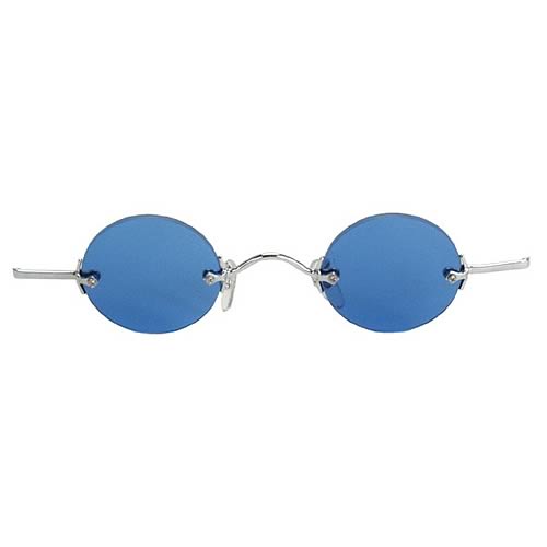 Steampunk Silver/Blue Fu Man Chu Glasses