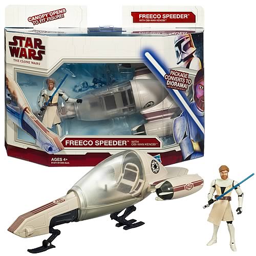 Star Wars Clone Wars Obi-Wan Kenobi with Freeco Speeder