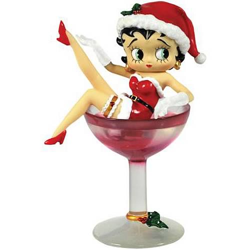 Betty Boop Santa Betty Wine Glass Statue