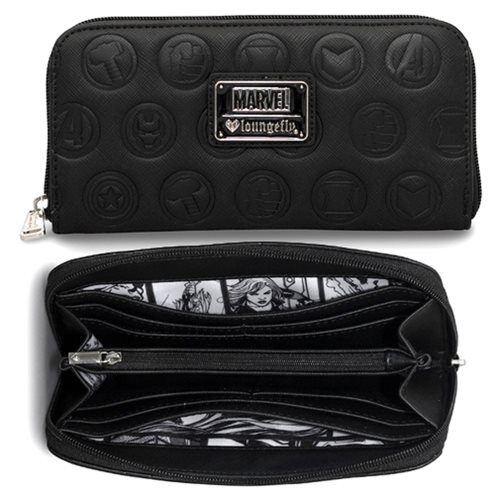 Avengers Black Embossed Zip-Around Wallet