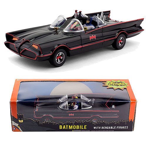 Batman Classic TV Series 10-Inch Batmobile with Batman and Robin Mini Bendable Figures