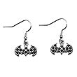 Batman Logo Dangle Hook Earrings with Black Gems 